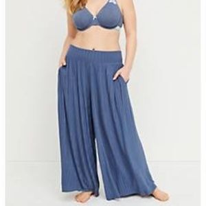 Lane Bryant Blue Pleated Wide-leg Sleep Pant Sz 26